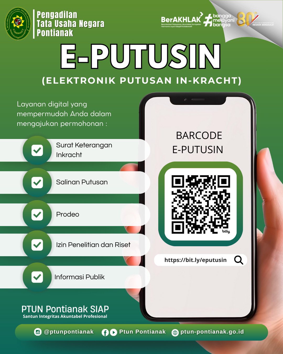 Permohonan Prodeo dan Putusan inkracht secara elektronik melalui aplikasi eputusin